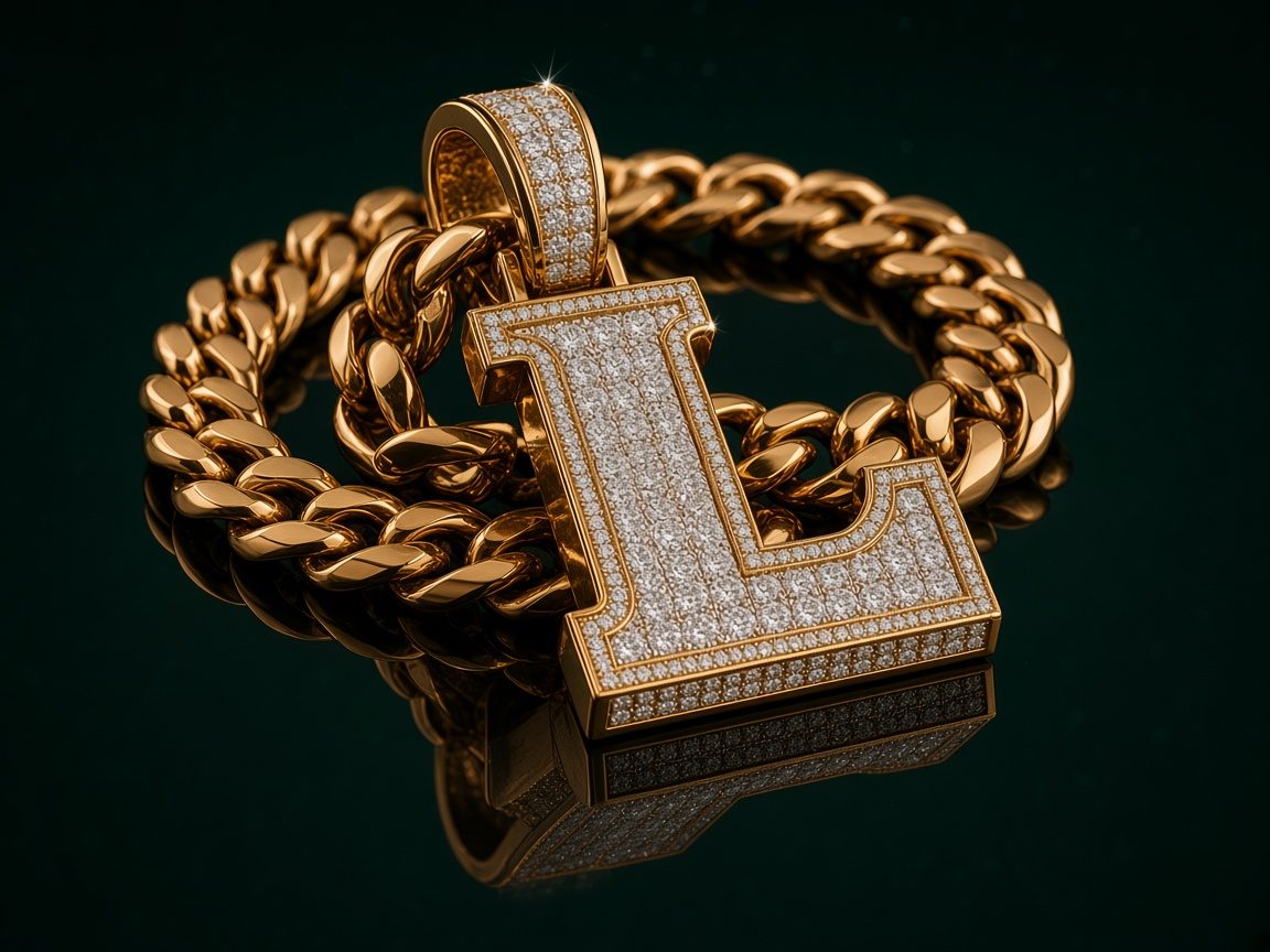 Gold L chain, the Linea Wallet mark