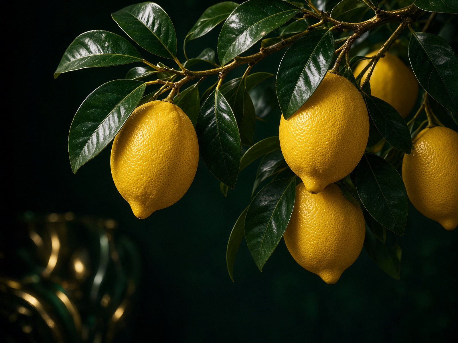 Lemon tree branch heavy with fruit
