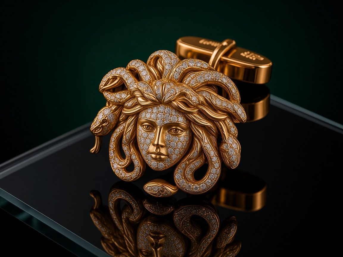 Gold Medusa cufflink